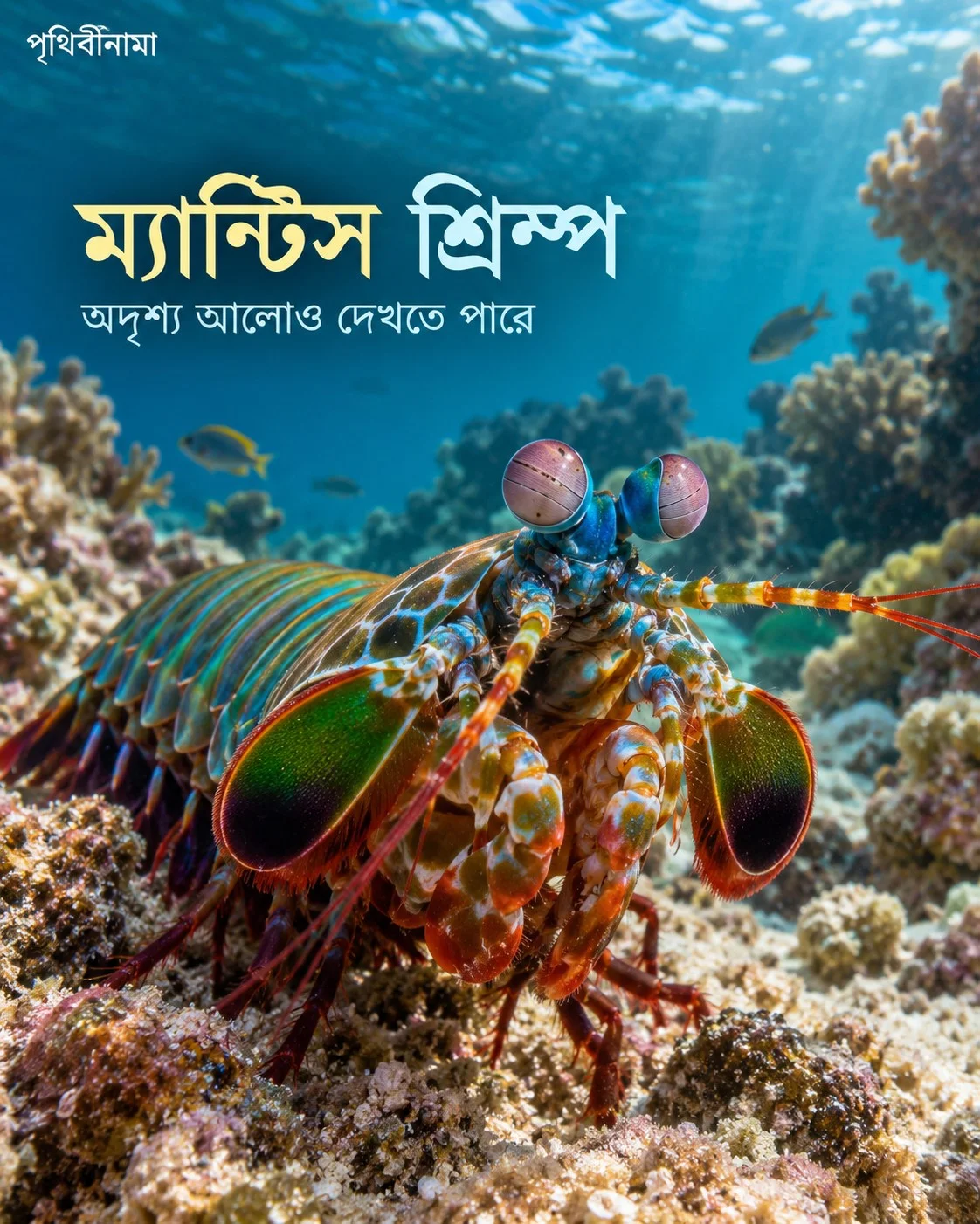 ম্যান্টিস শ্রিম্প: যার চোখ আমাদের অদৃশ্য আলোও দেখতে পারে — নিবন্ধের চিত্র