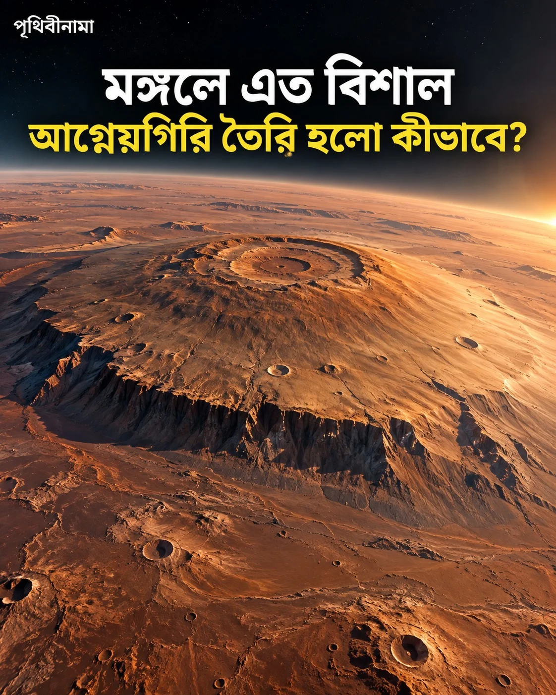 মঙ্গলে এত বিশাল আগ্নেয়গিরি তৈরি হলো কীভাবে? — নিবন্ধের চিত্র
