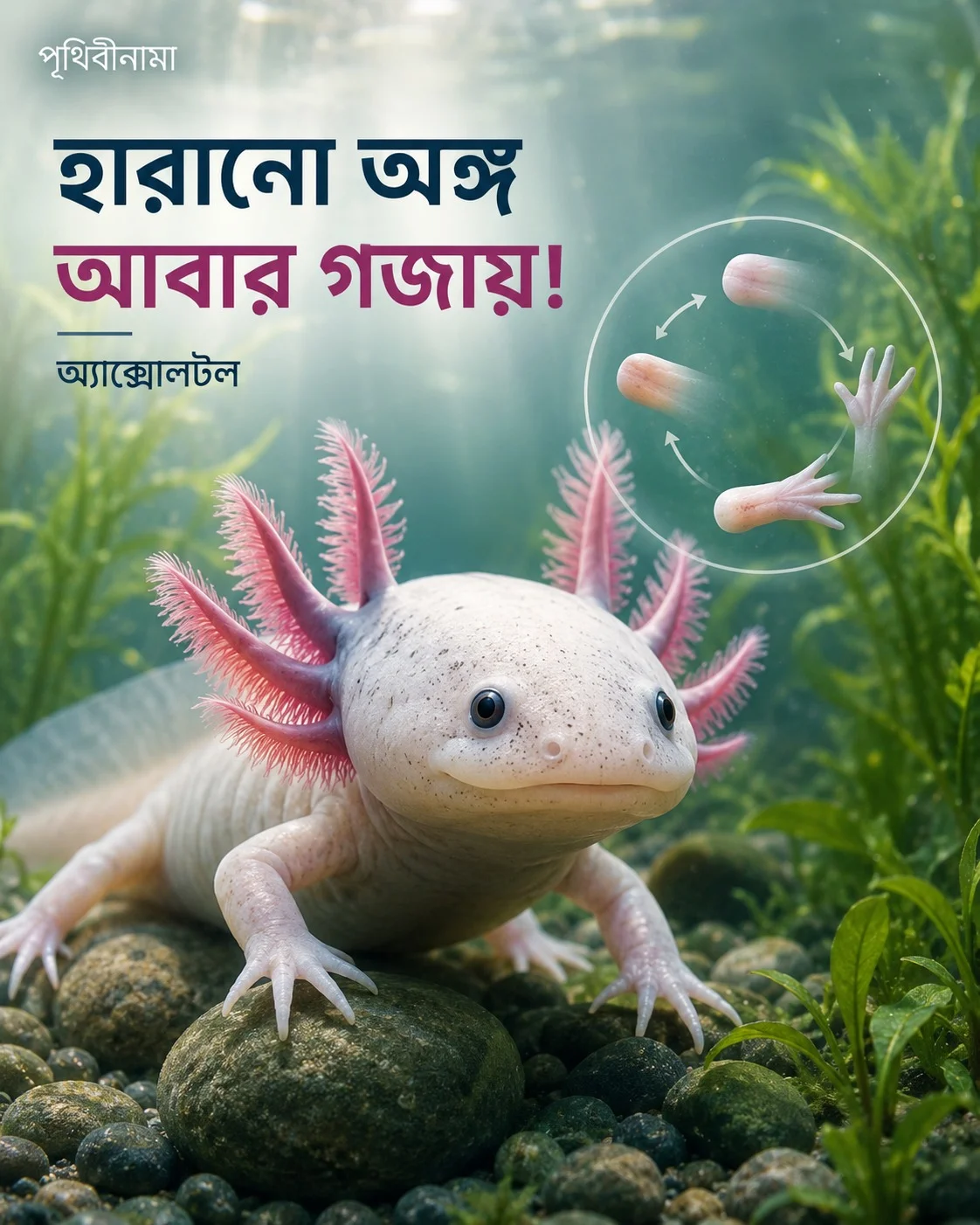 অ্যাক্সোলটল: শরীরের হারানো অংশ আবার গজাতে পারে যে প্রাণীর — নিবন্ধের চিত্র