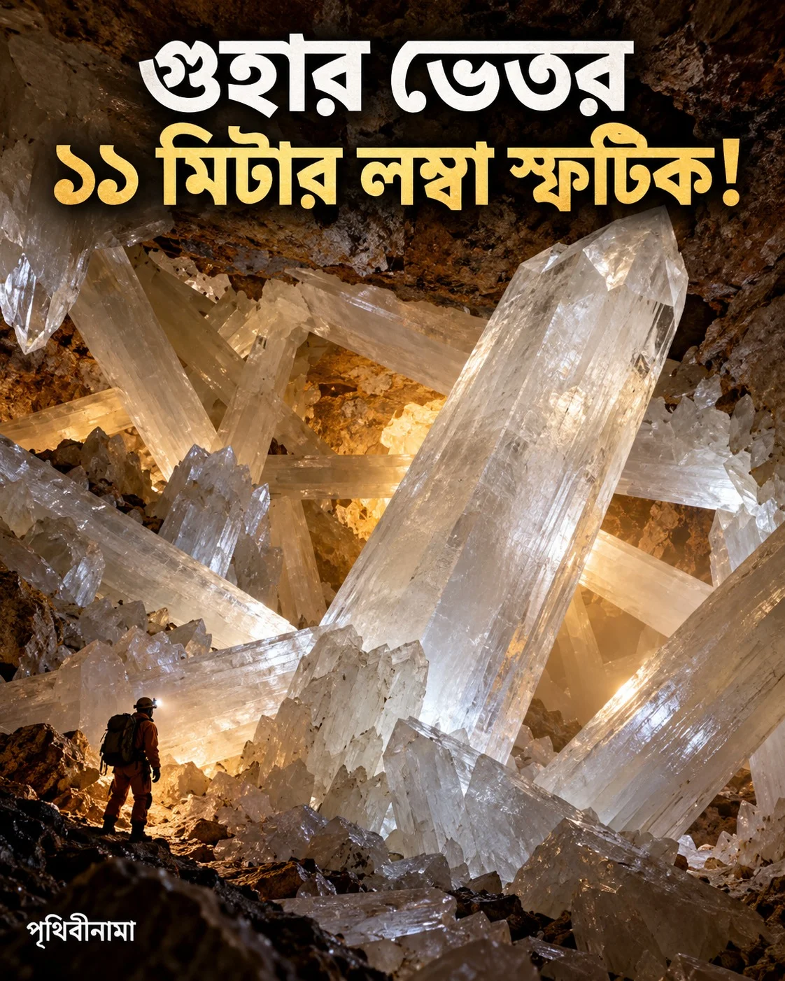 গুহার ভেতর ১১ মিটার লম্বা স্ফটিক! — নিবন্ধের চিত্র