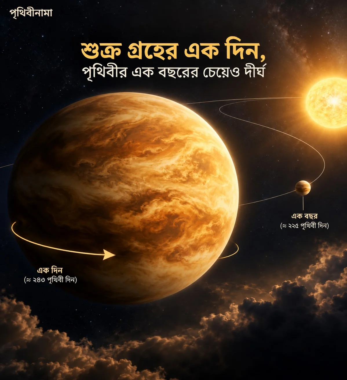 শুক্র গ্রহের এক দিন, পৃথিবীর এক বছরের চেয়েও দীর্ঘ! — নিবন্ধের চিত্র