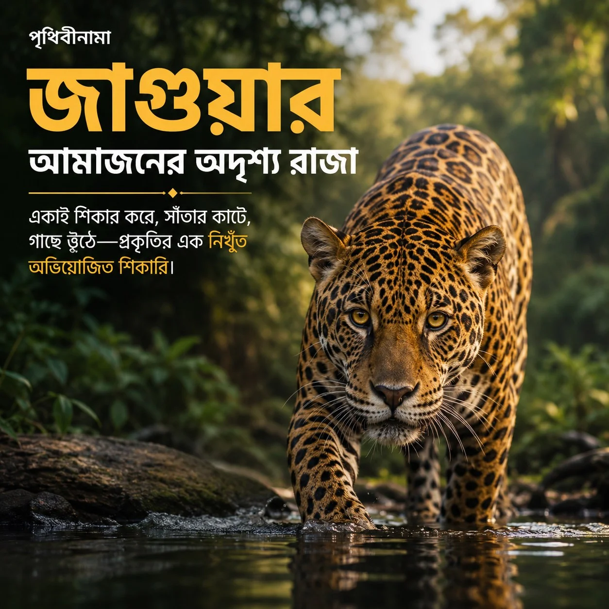 জাগুয়ার: যে বড় বিড়াল পানিকেও ভয় পায় না — নিবন্ধের চিত্র