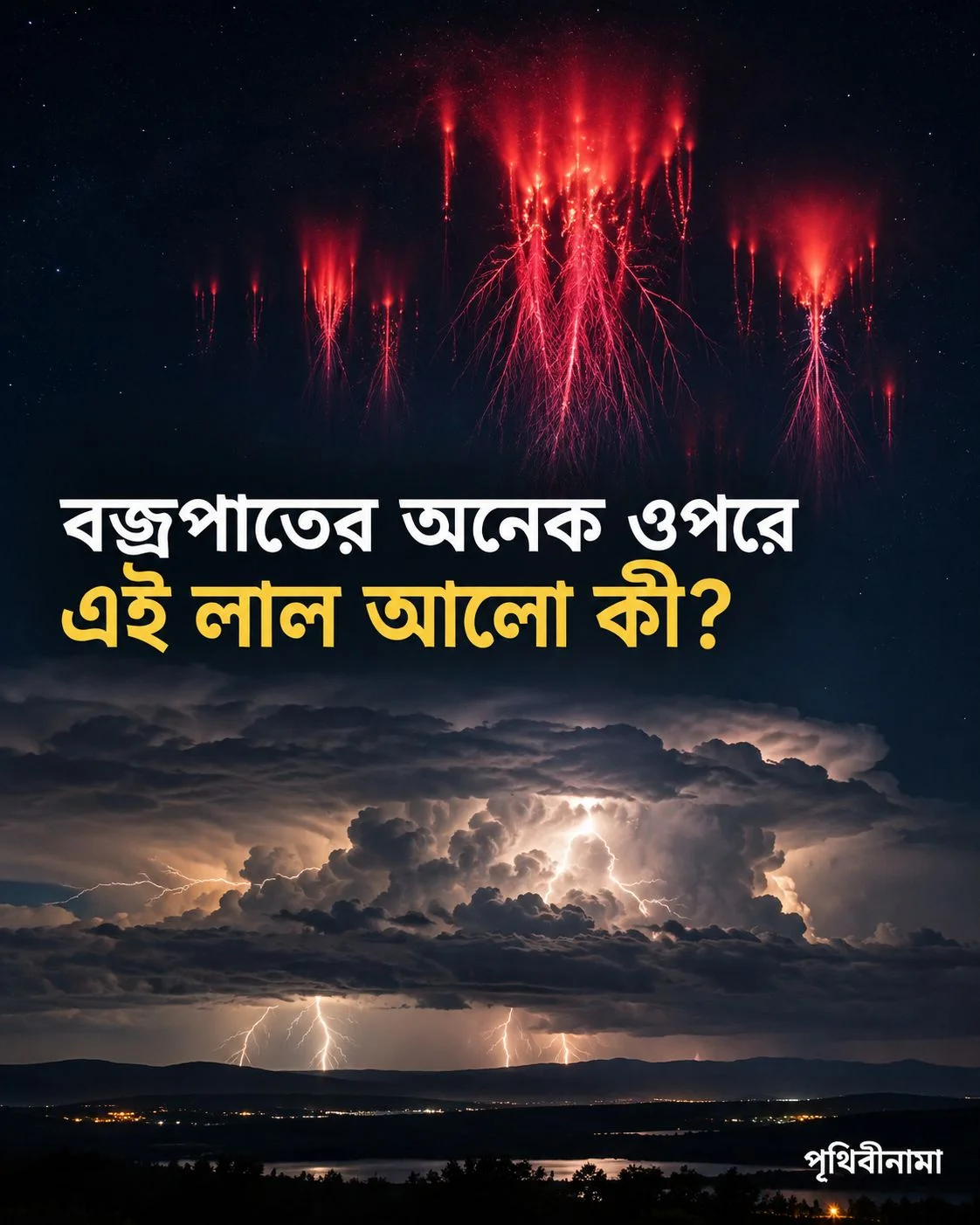 বজ্রপাতের অনেক ওপরে এই লাল আলো কী? — নিবন্ধের চিত্র